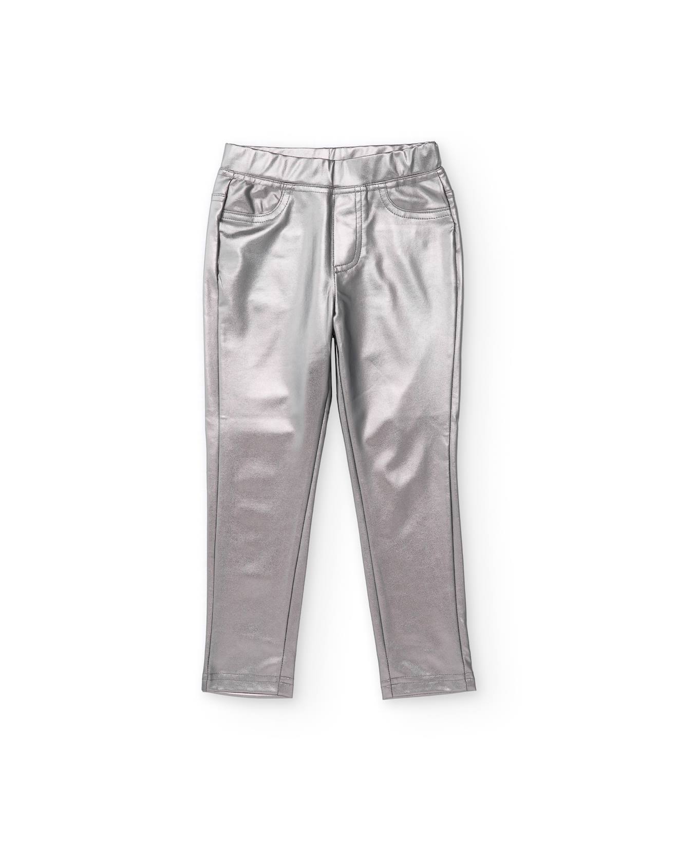 Pantalon Pour Fille Effet Métallisé Avec Poches Argent