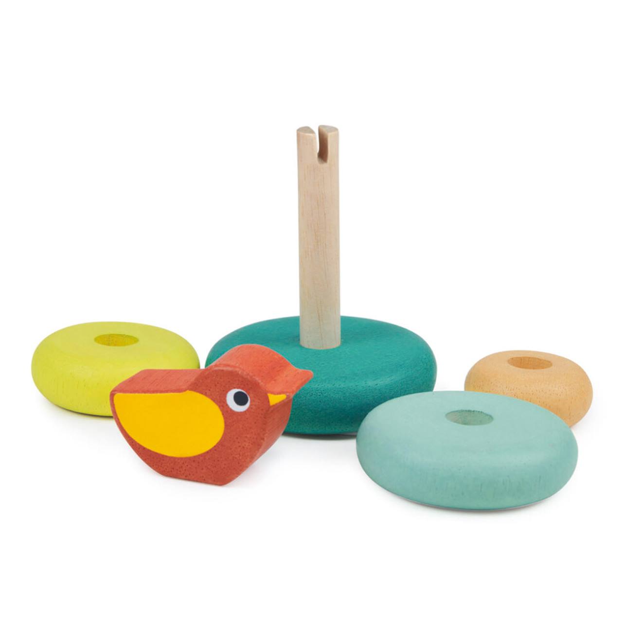 Arbre À Empiler En Bois Avec Oiseau - Jouet D'éveil Éducatif Multicolore (Mentari) - Image 1