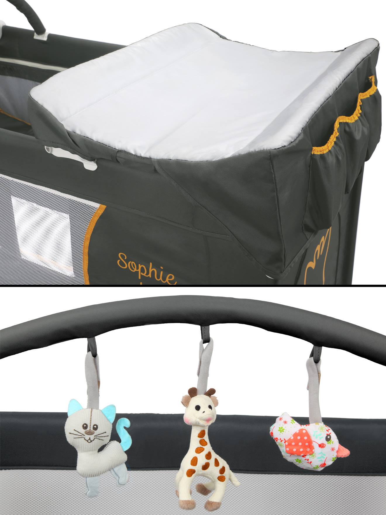 Lit Parapluie Avec Équipement Nourrisson Optic Z Sophie La Girafe Sunrise (Renolux) - Image 1