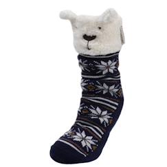 -Chaussettes d'intérieur en maille, doublé sherpa, antidérapante