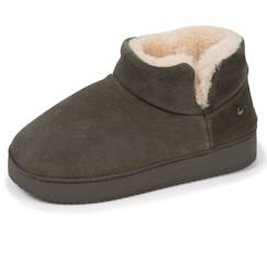 Vêtements de grossesse-Chaussons-Chaussons bottillons dessus en cuir, semelle plateforme