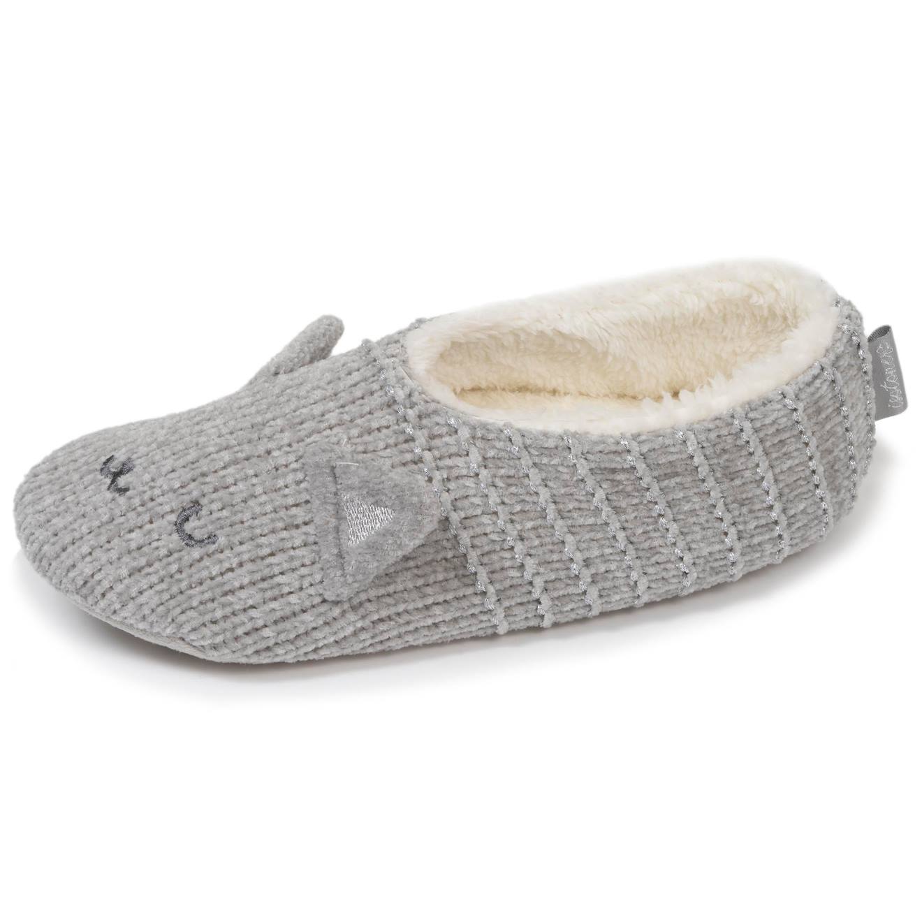 Chaussettes D'intérieur Maille Chenille - Fourrées, Antidérapantes Gris