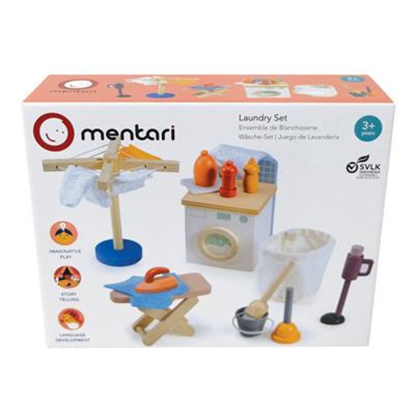 Coffret-jeu De Lessive En Bois Pour Poupées – Machine À Laver, Fer Et Aspirateur Miniatures Multicolore (Mentari) - Image 1