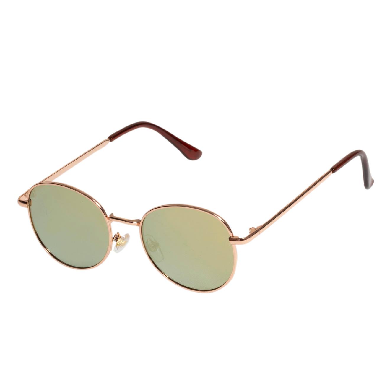 Lunettes De Soleilforme Ronde, 10 À 12 Ans, Branches Métal, Verres Polycarbonates Catégorie 3 Or Rose