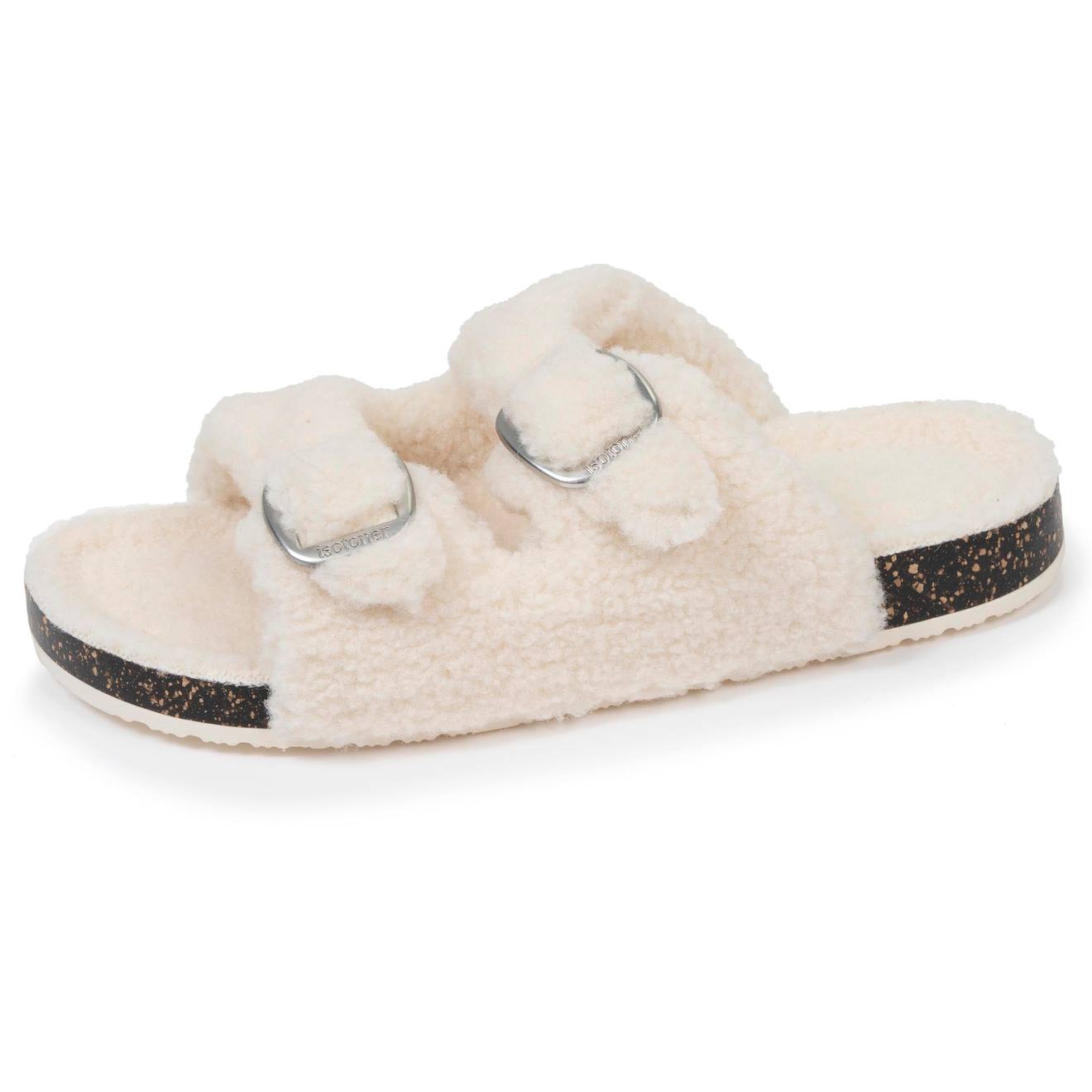 Chaussons Mules Ouvertes Amorti Talon, Confort À La Marche Ivoire