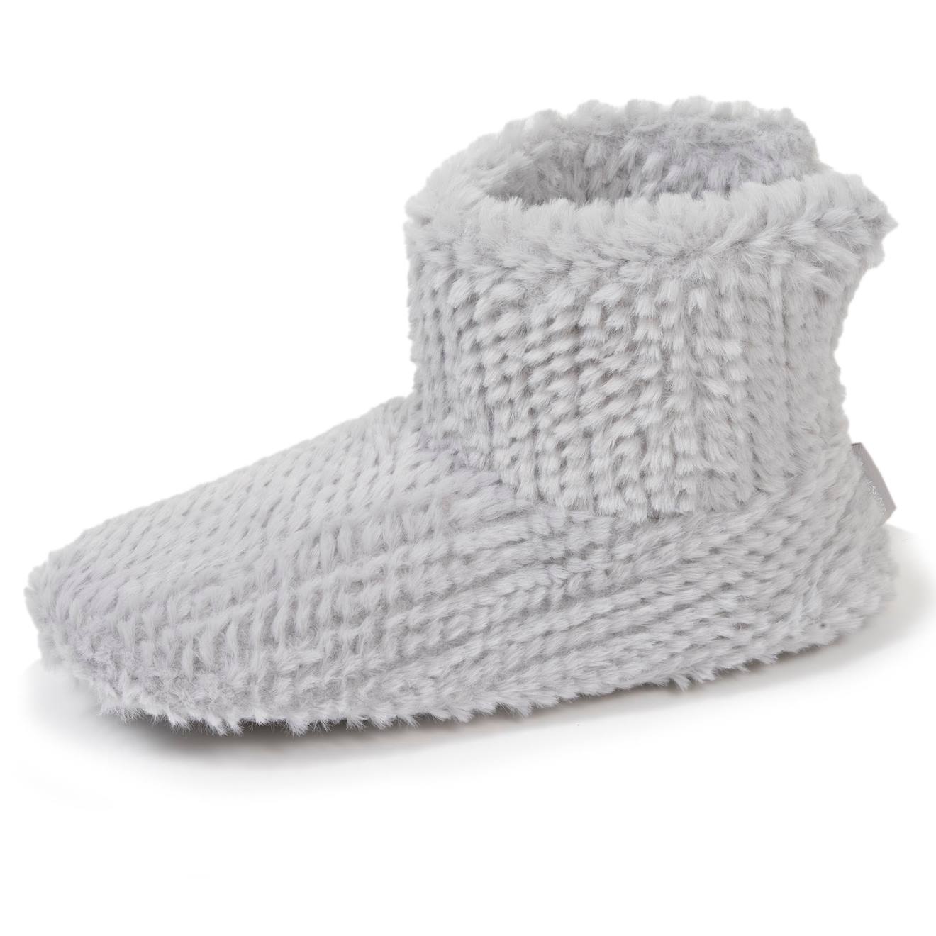 Chaussons Bottillons Imitation Fourrure, Semelle Antidérapante Gris