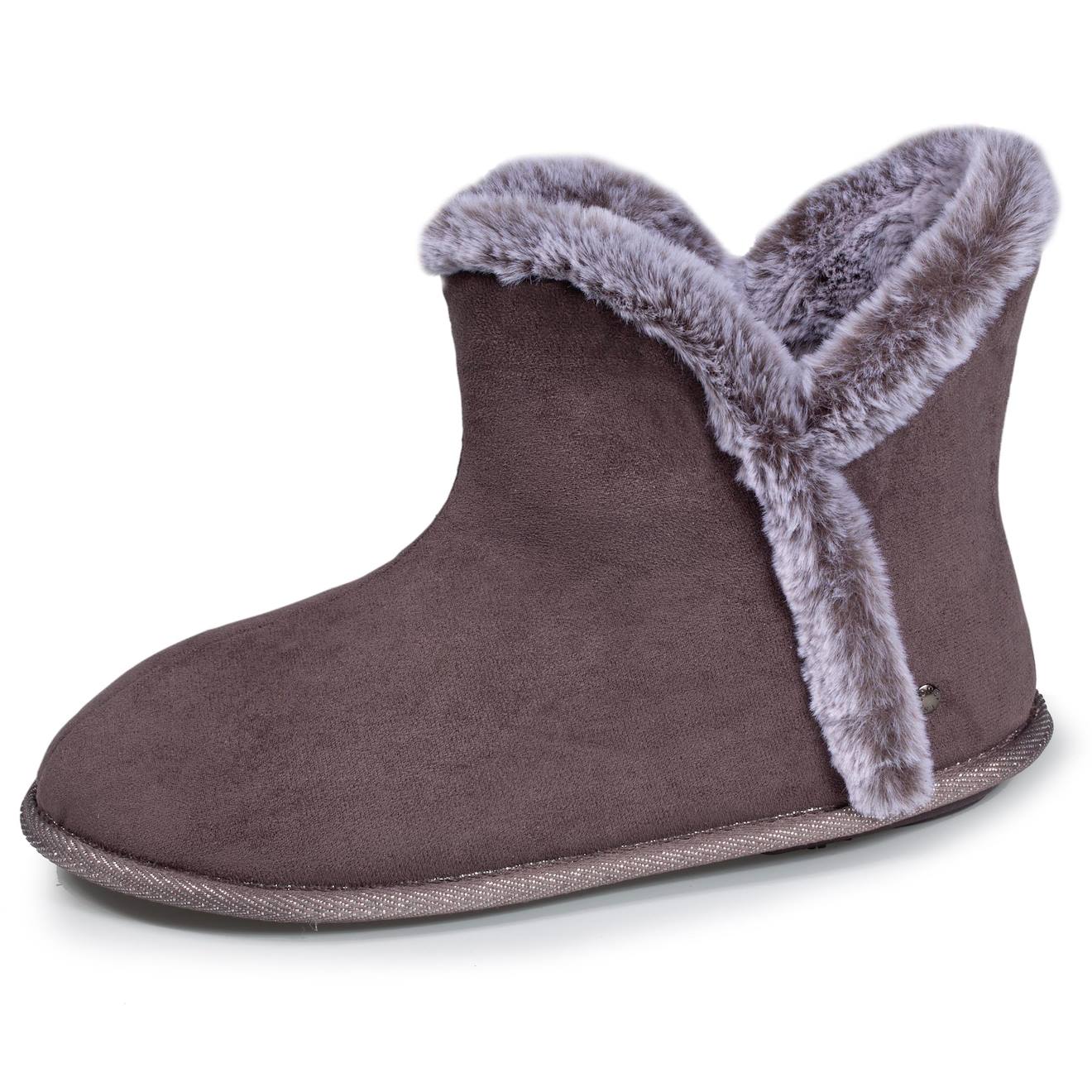 Chaussons Bottillons Ultra Confortables Et Chauds Interieur Et Bordure En Fausse Fourrure Gris 40 €