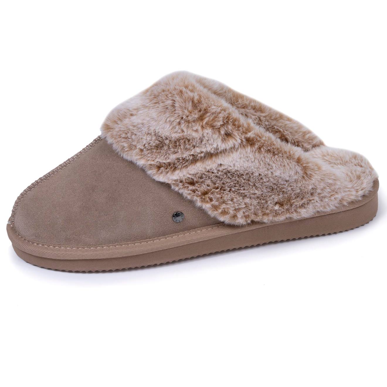 Chaussons Mules Cuir Fourr Chaud Beige 43 €