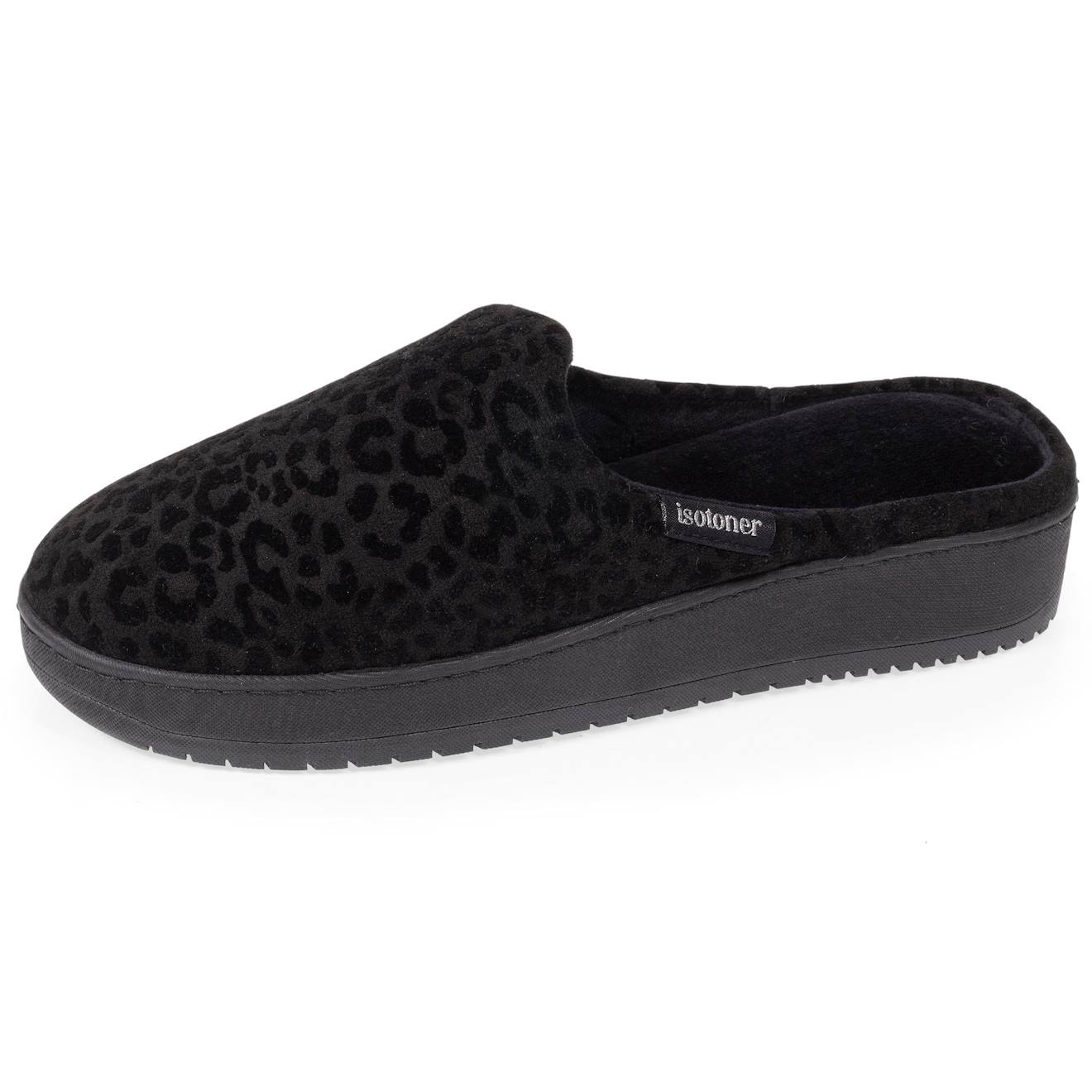 Chaussons Mules Ultra Confortables, À Mémoire De Forme, Semelle Plateforme De 3,7 Cm Noir