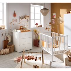 Chambre complète bébé avec lit 120x60cm à barreaux et commode à langer 3 tiroirs - basic  - vertbaudet enfant