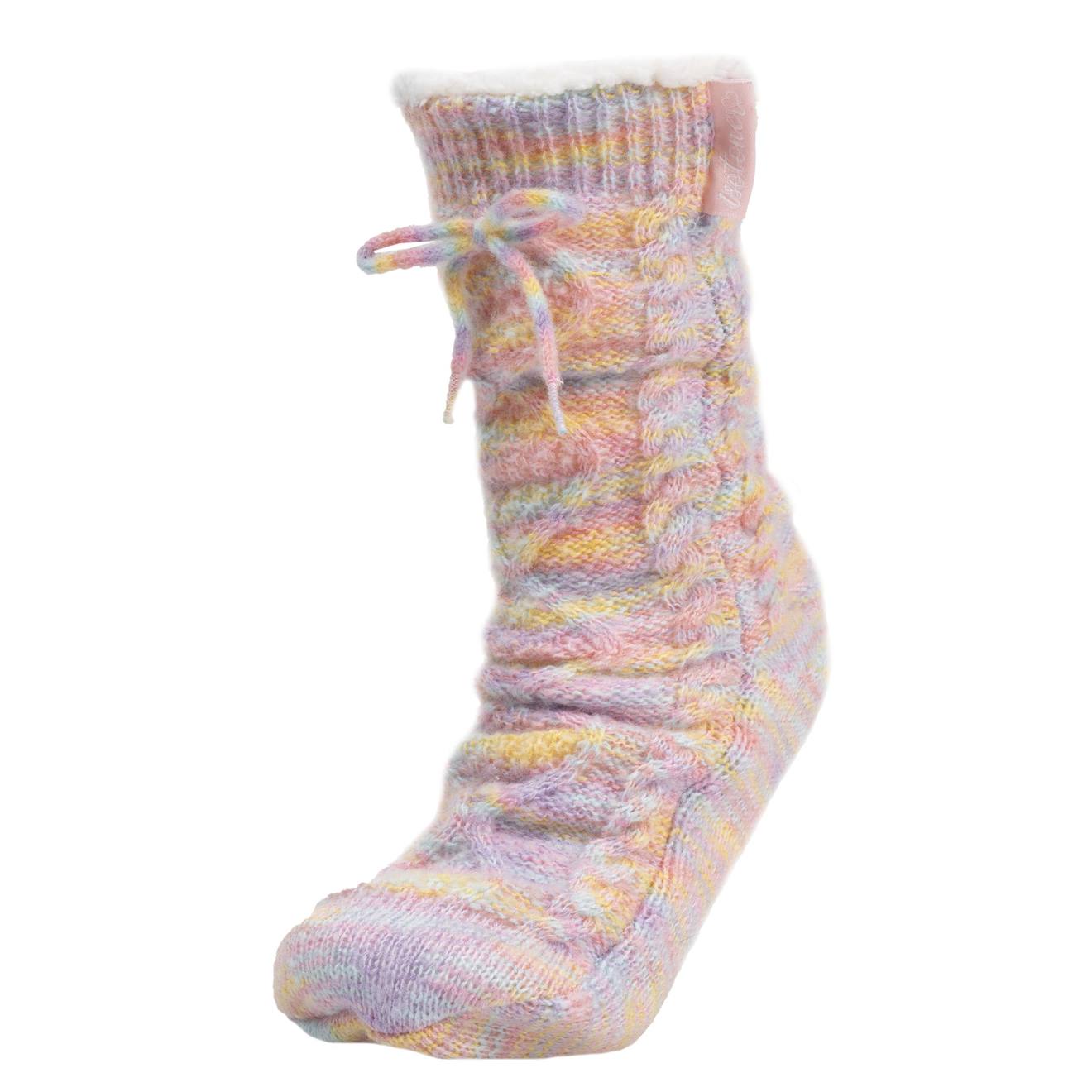 Chaussettes D'intérieur Maille Torsadée - Fourrées, Antidérapantes Multicolor