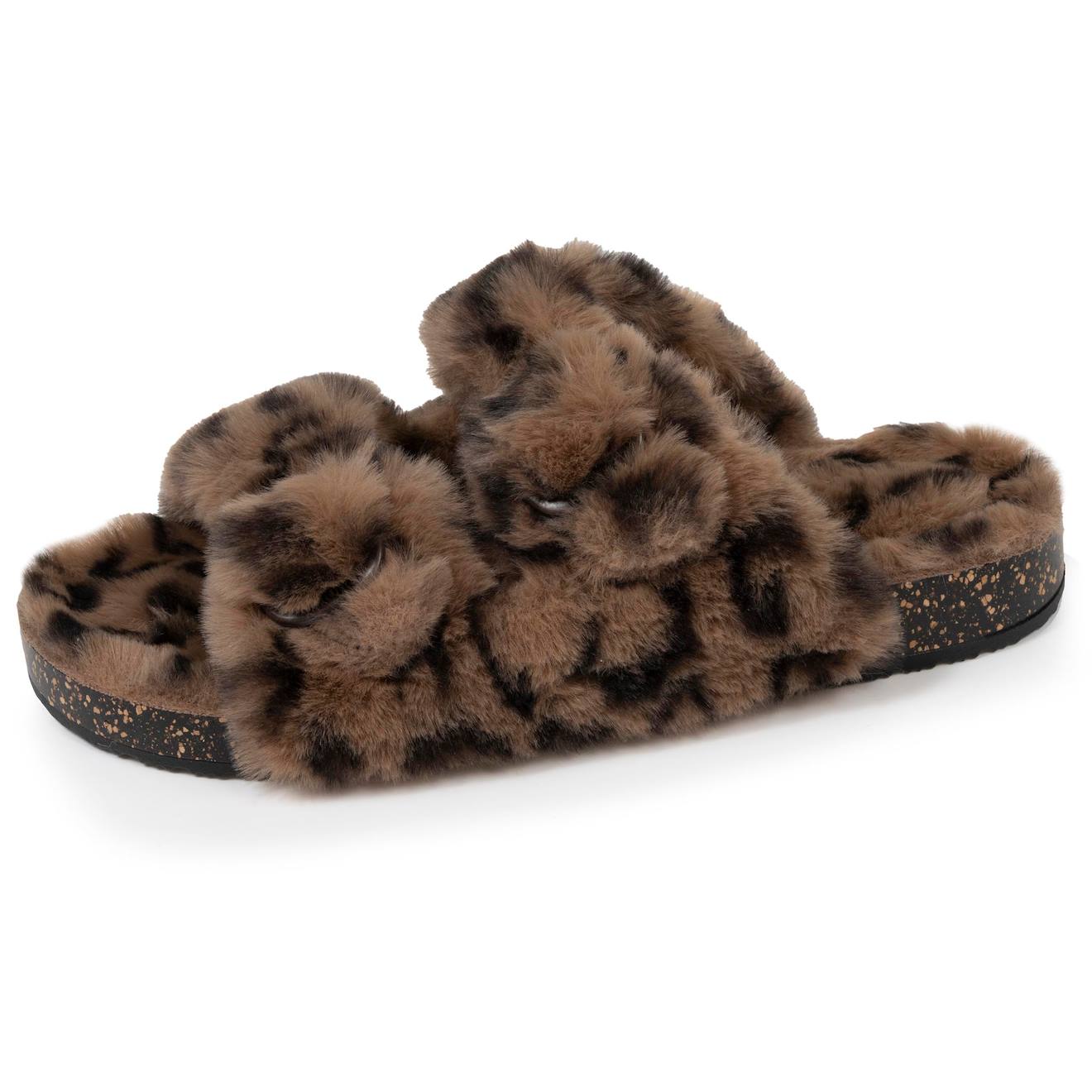Chaussons Mules Ouvertes Amorti Talon, Confort À La Marche Léopard