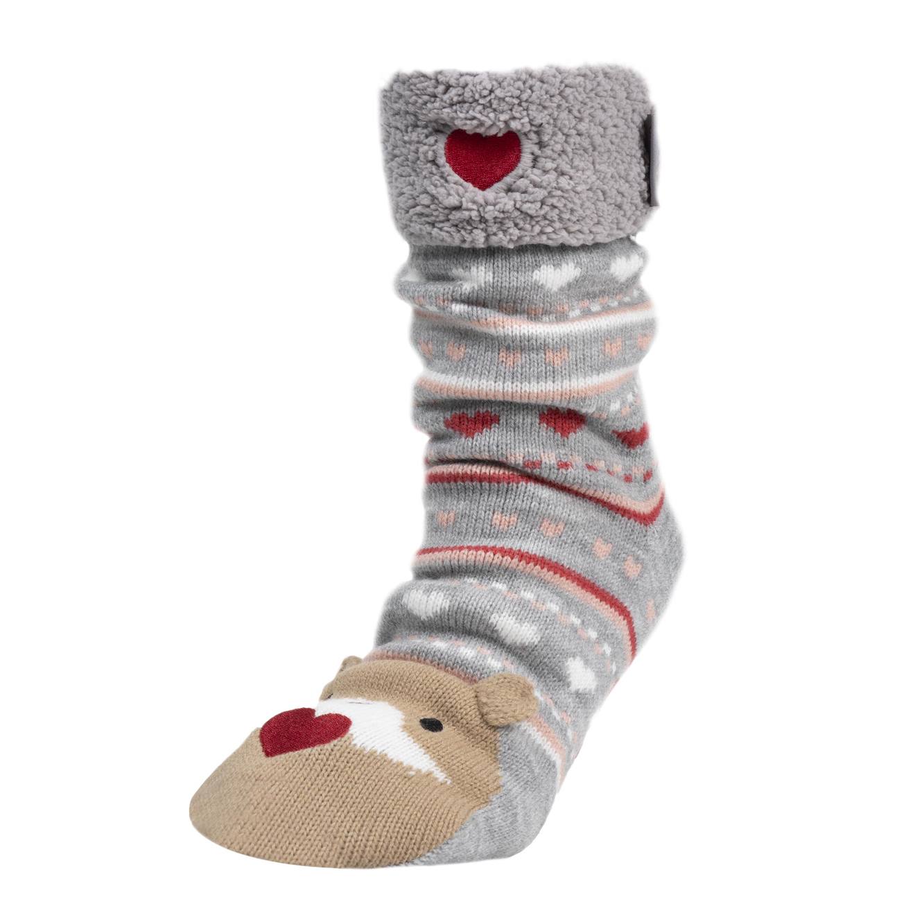 Chaussettes Dintrieur En Maille Doubl Sherpa Antidrapante Jacquard Gris 13 €