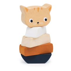 -Jouet d'éveil éducatif à empiler en bois - chat