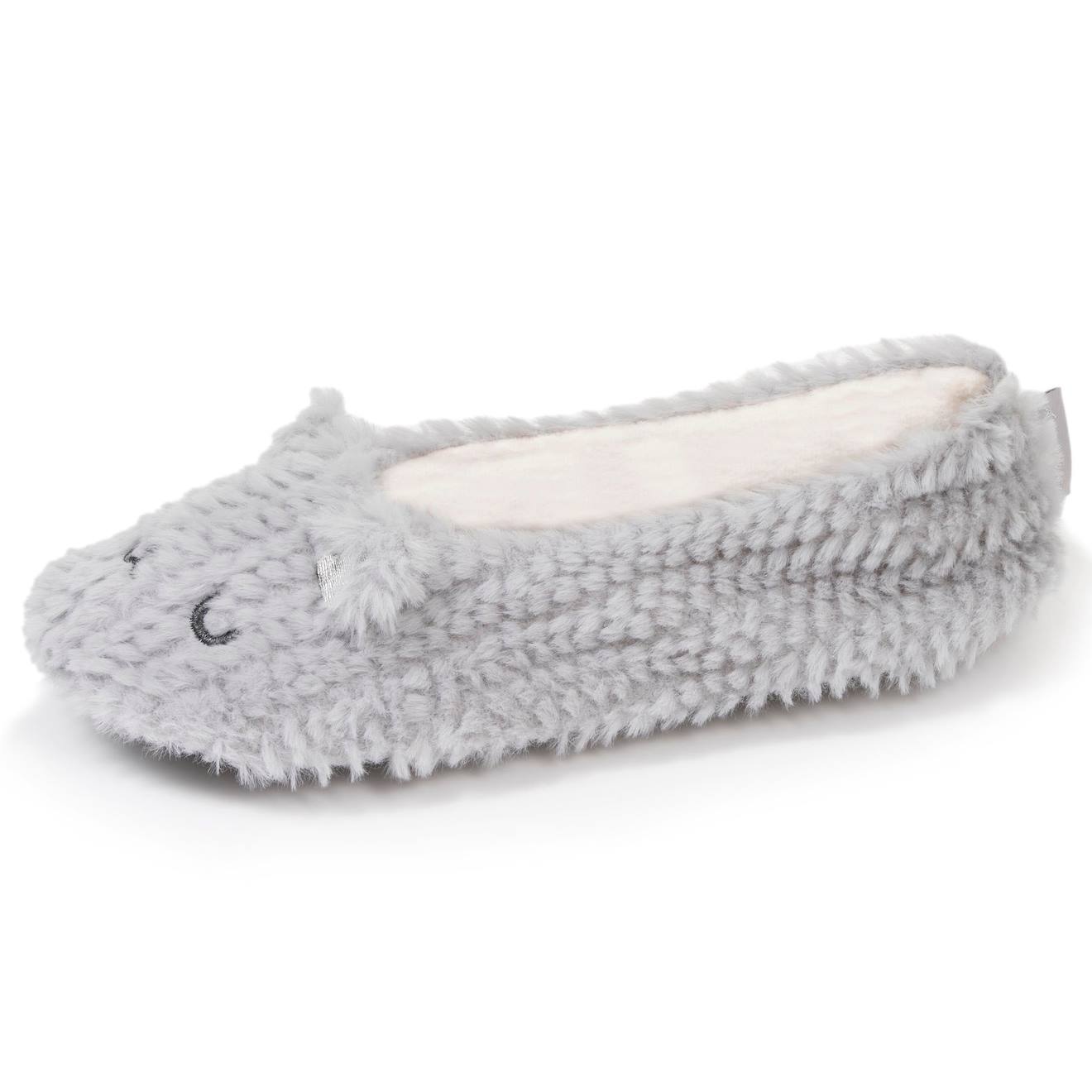 Chaussons Ballerines Imitation Fourrure Semelle Antidrapante Gris 14 €