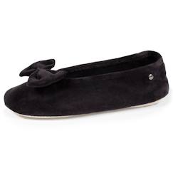 -Chaussons ballerines ultra confortables, en coton biologique et semelle en cuir, détail grand nœud