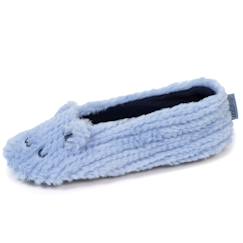 -Chaussons ballerines imitation fourrure, semelle antidérapante