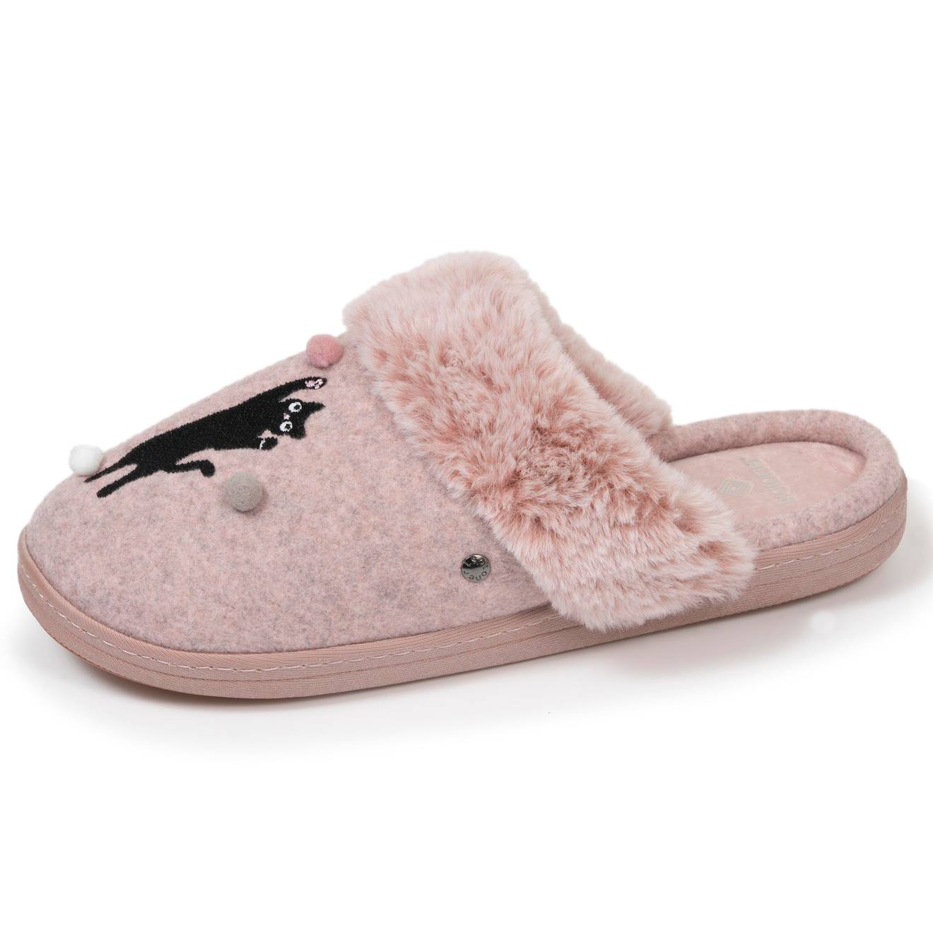 Chaussons Mules Ultra Confortables Et Légers, Mousse À Mémoire De Forme Rose Chiné