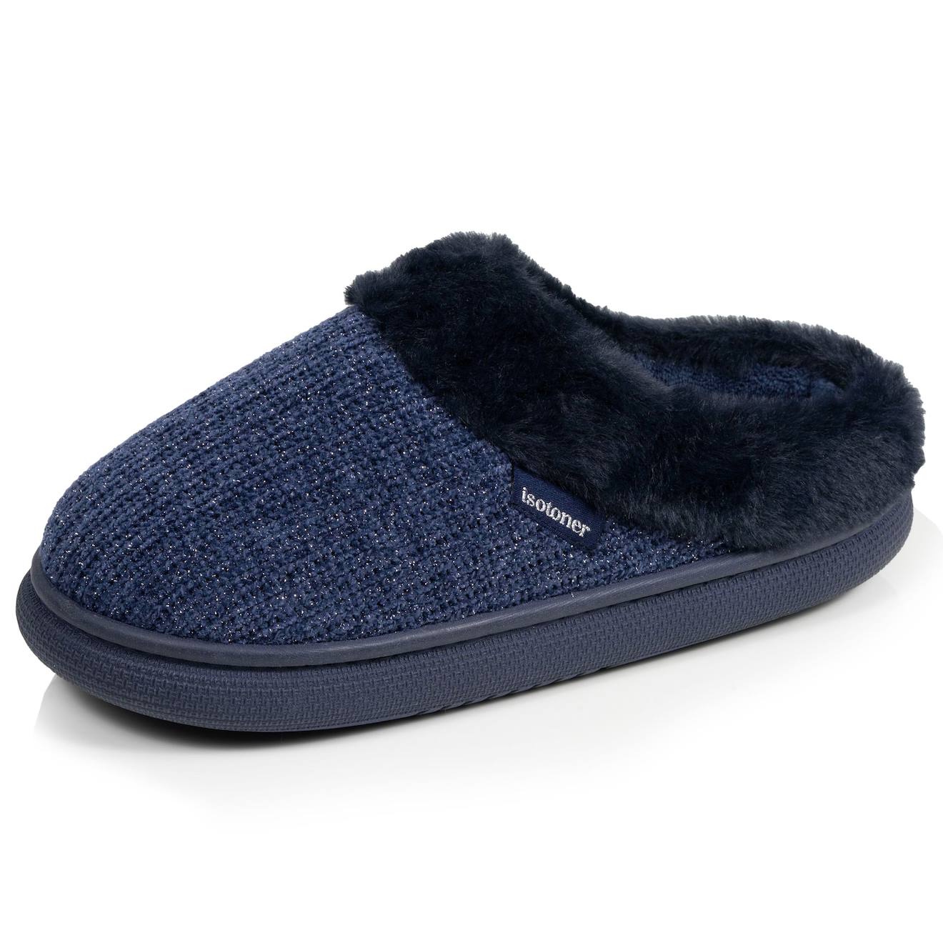 Chaussons Mules Semelle Bloup Extra Confort Marine Lurex