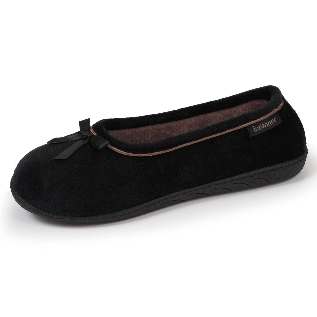 Chaussons Ballerines Semelle Ergonomique Confortables, Semelle À Mémoire De Forme Noir