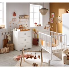Chambre complète bébé avec lit 120x60cm à barreaux et commode à langer 3 tiroirs - basic  - vertbaudet enfant