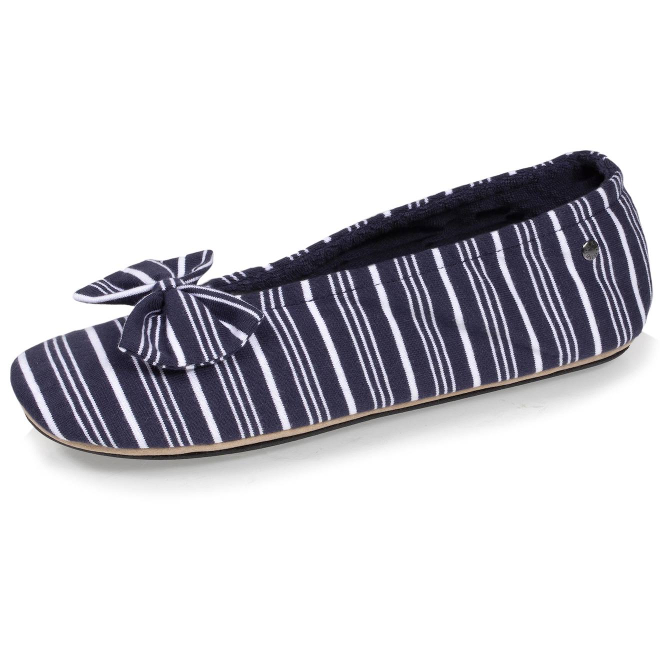 Chaussons Ballerines Grand Nœud Et Semelle Gomme Rayure Marinière