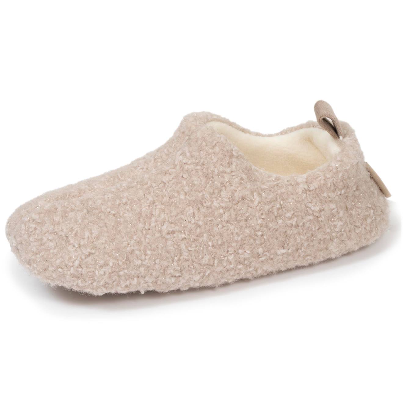 Chaussons Bottillons Sherpa, Semelle Antidérapante Beige