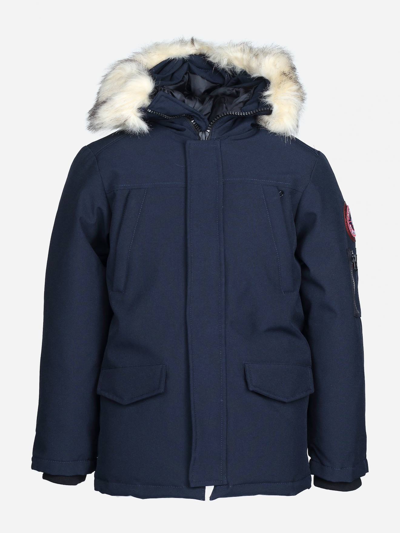 Parka À Capuche Bleu Foncé