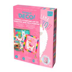 Jouet-Activités artistiques et musicales-Kit créatif lamas – Totally Deco! String & Pompoms Art Set
