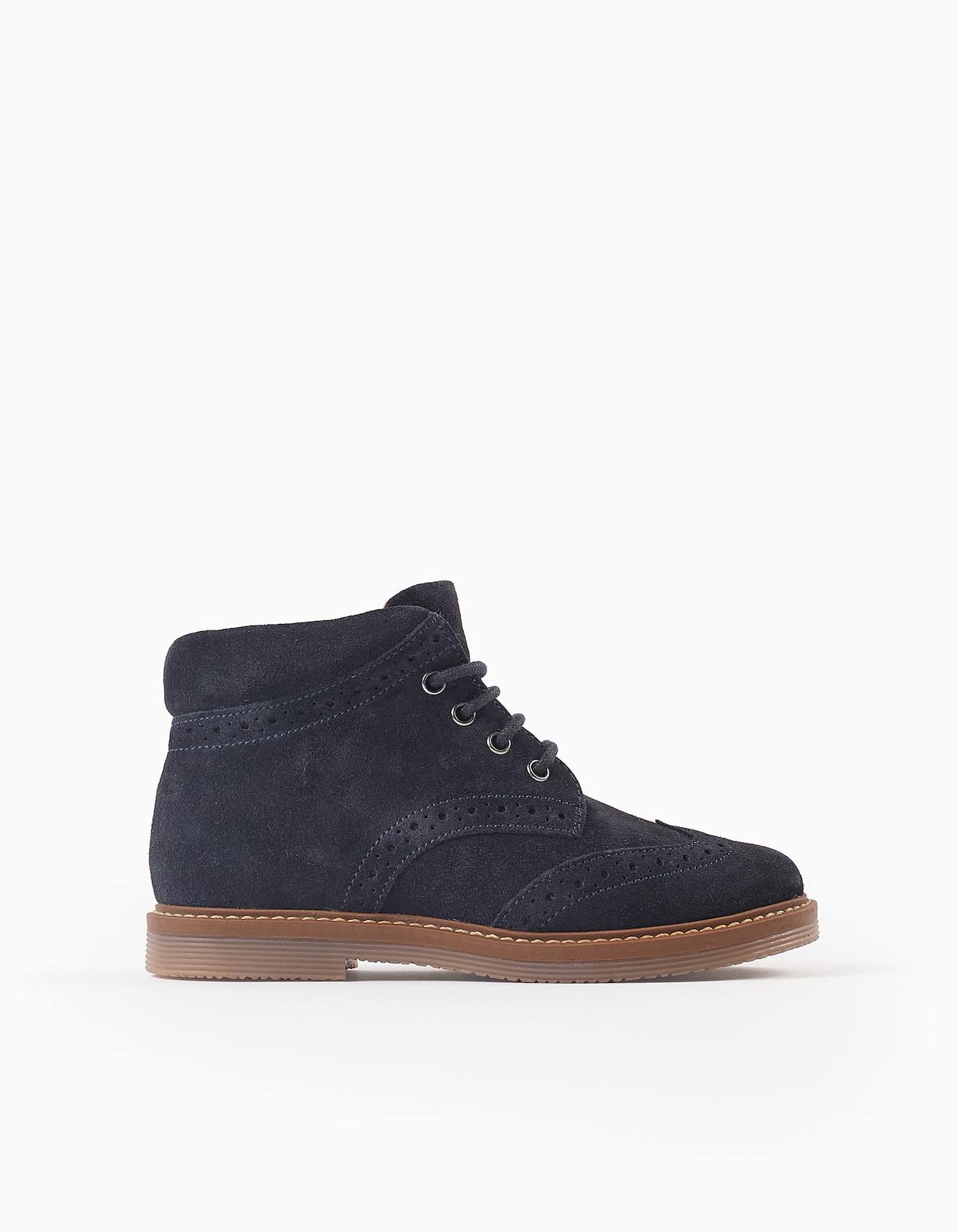 Bottes Brogue En Cuir Suédé Bleu Foncé