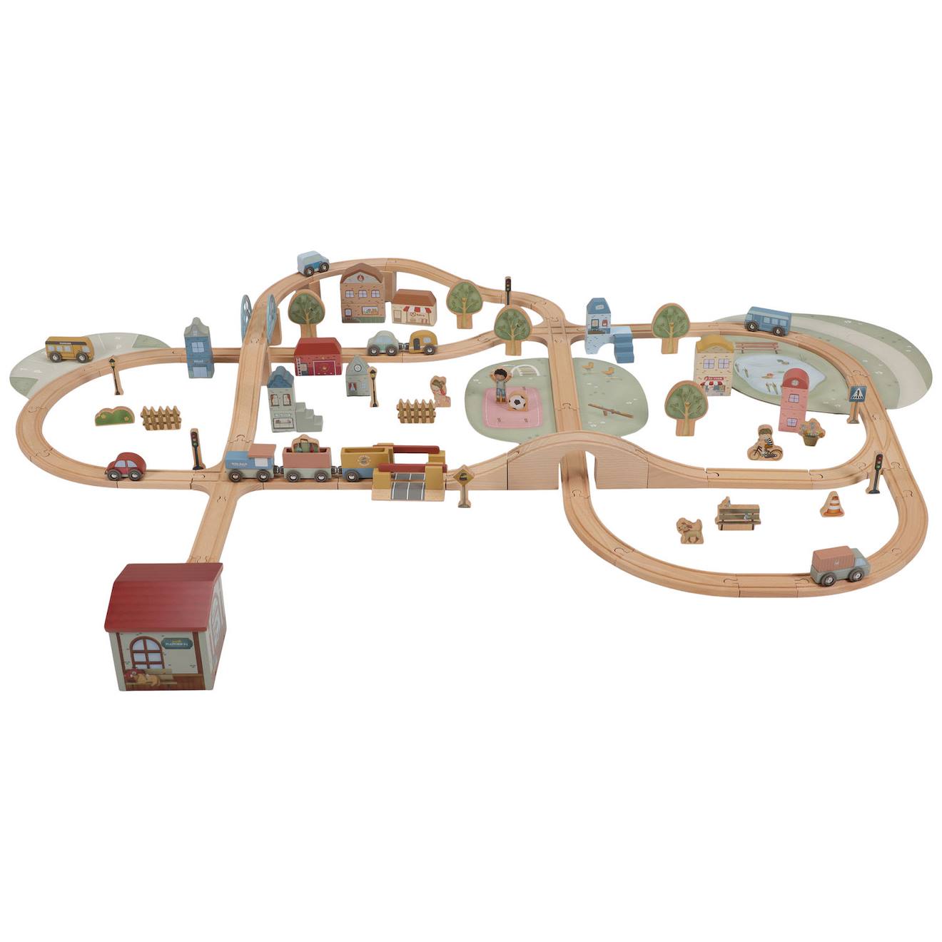Circuit De Train Xxl En Bois Multicolore
