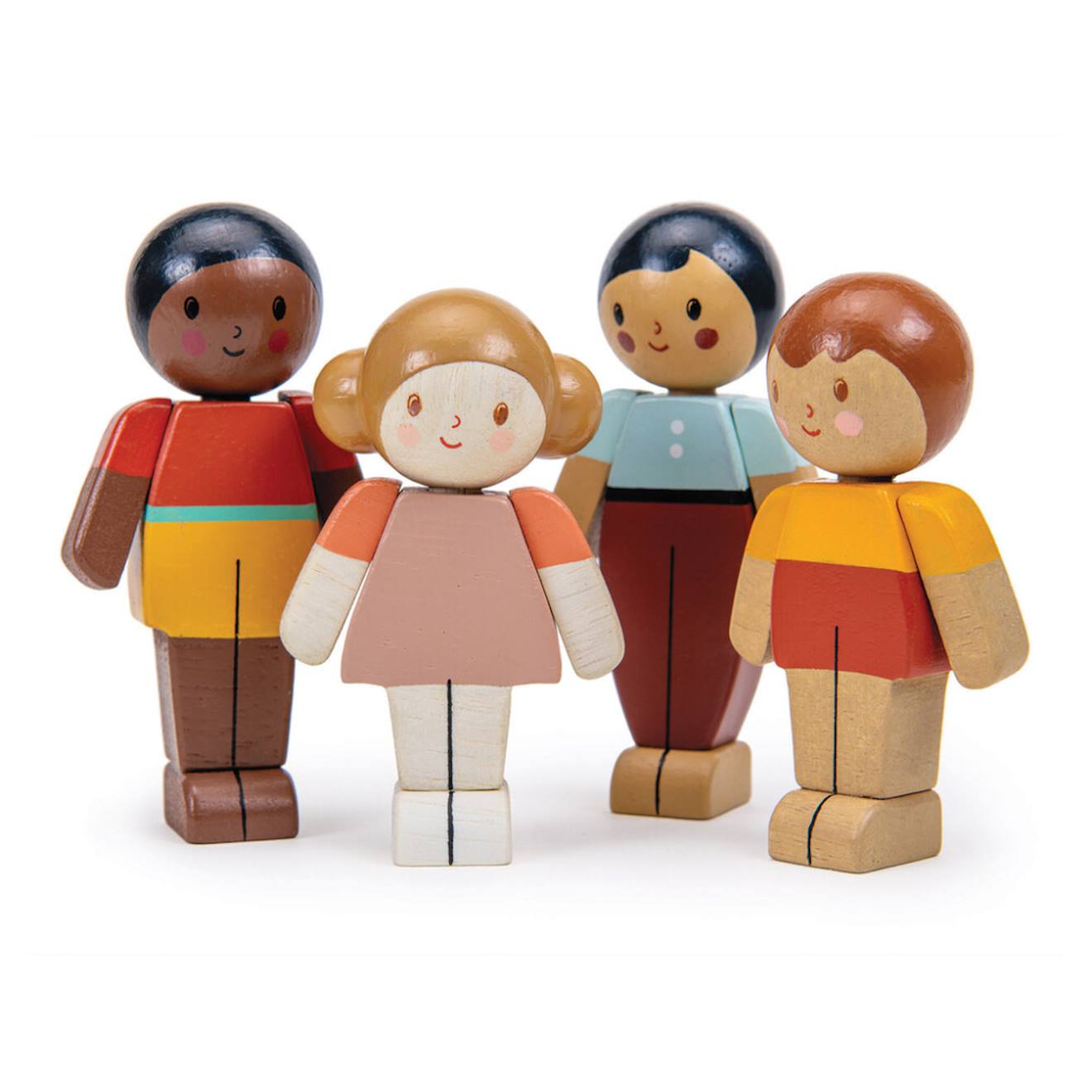 Aolso Famille De Poupée En Bois – 8 Personnages + 4 Chiens, Taille 5-12 Cm, Articulés, Pour Maison De Poupée, Jeu éducatif