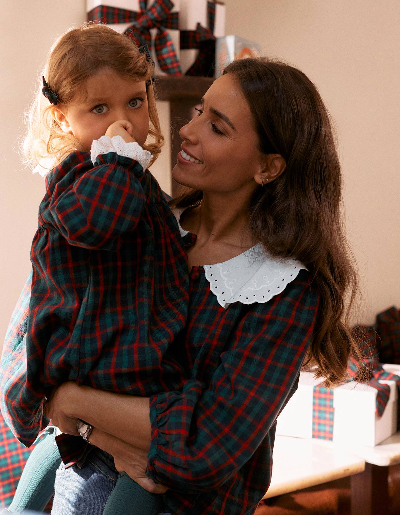 Robe En Coton À Carreaux Avec Broderie B&s Brothers & Sisters Vert Foncé