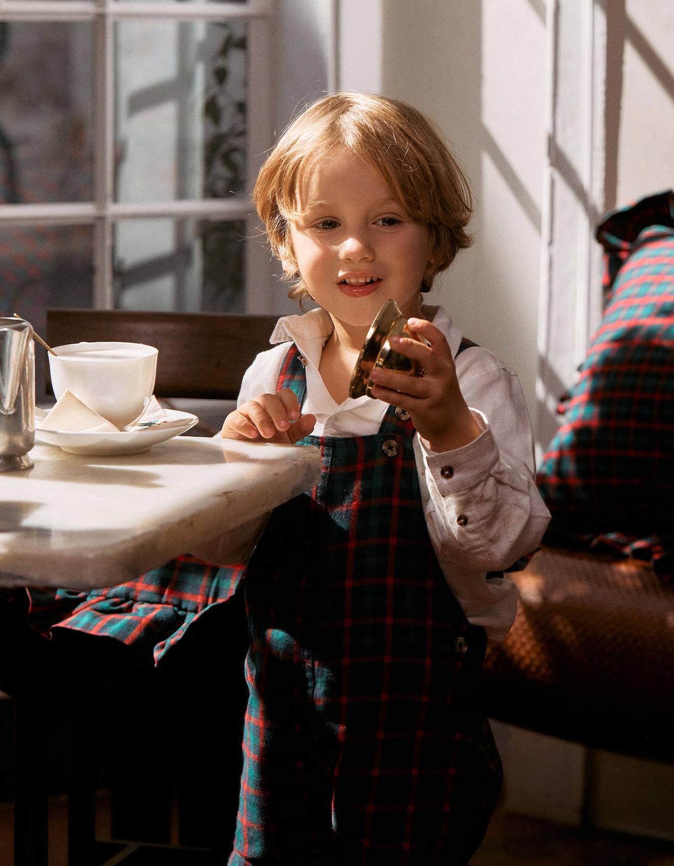 Chemise + Salopette À Carreaux You & Me Vert Foncé