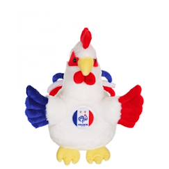 Jouet-Premier âge-Peluche coq bleu, blanc, rouge fff Football - 25 cm