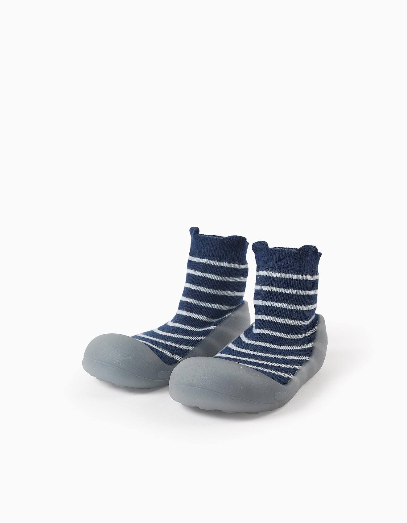 Steppies Chaussettes-pantoufles À Rayures Bleu Foncé