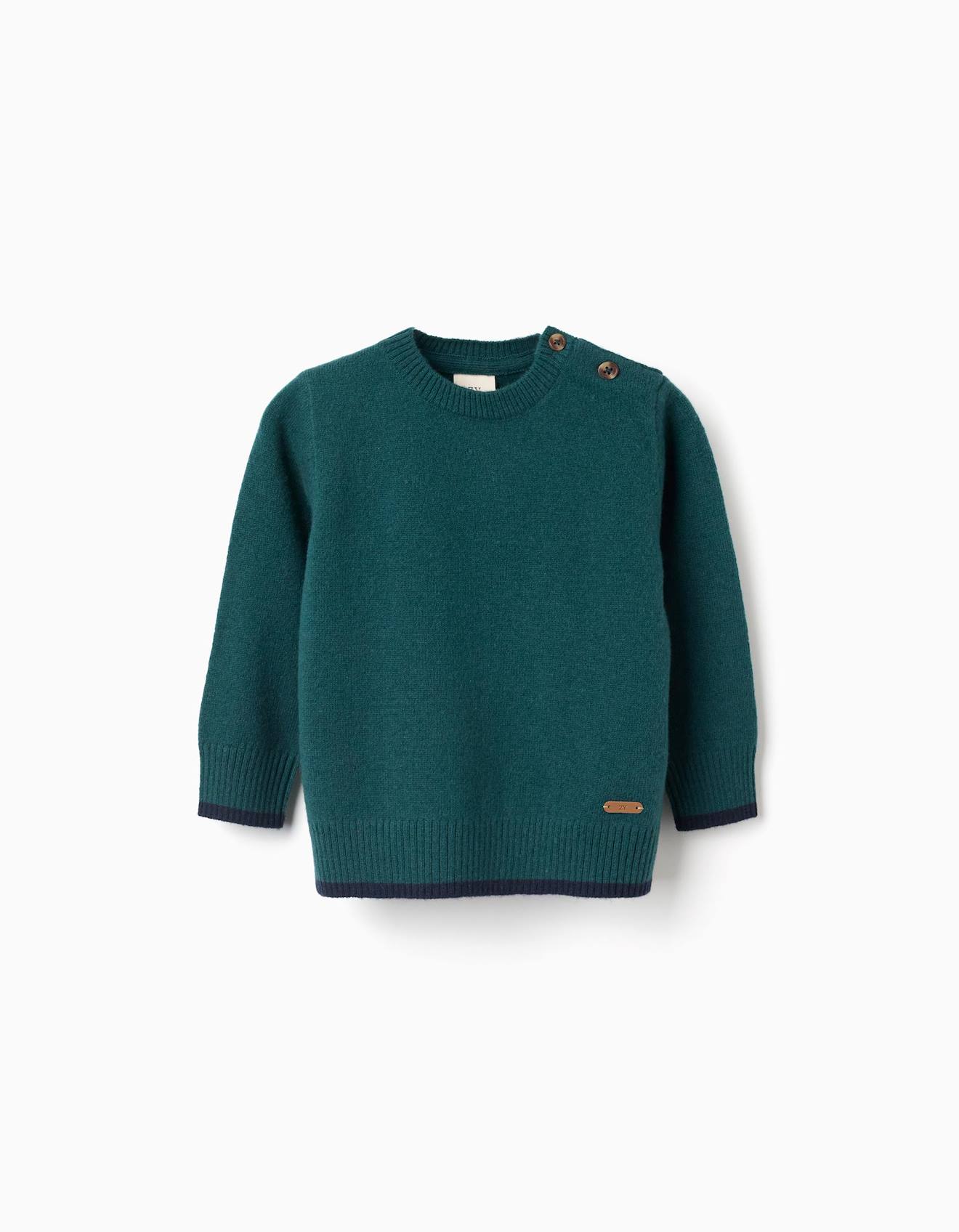 Pull en maille de laine mélangée vert foncé