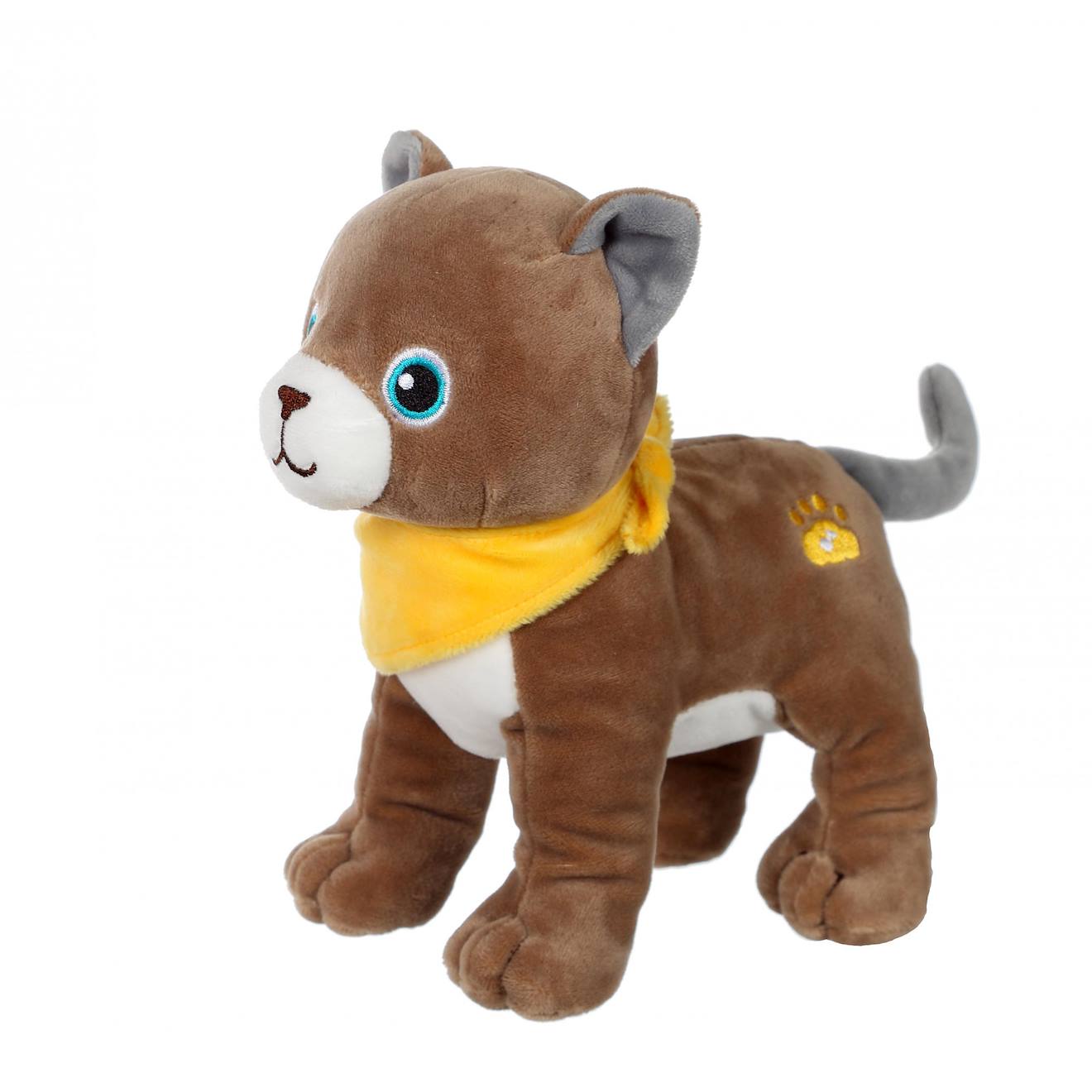 Peluche - Peluche Chien Fun Kitties Sonore, Marron Foulard Jaune - 17 Cm Jaune