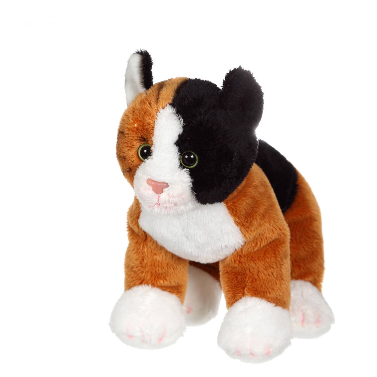 Peluche - Chat Floppikitty - Roux, Noir Et Blanc 22 Cm Orange