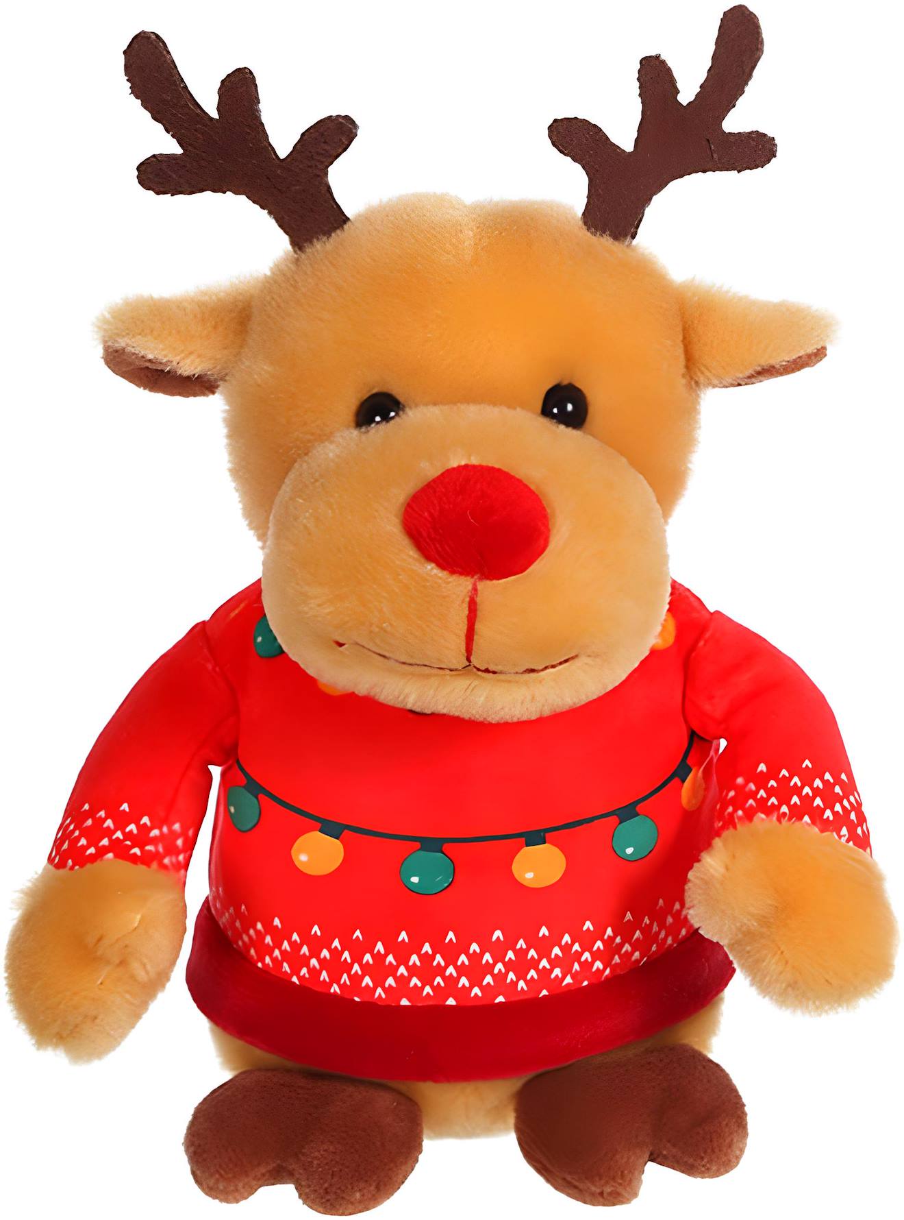 Peluche De Noel - Les Amis pull Moche, Renne Pull Rouge, 24 Cm Rouge