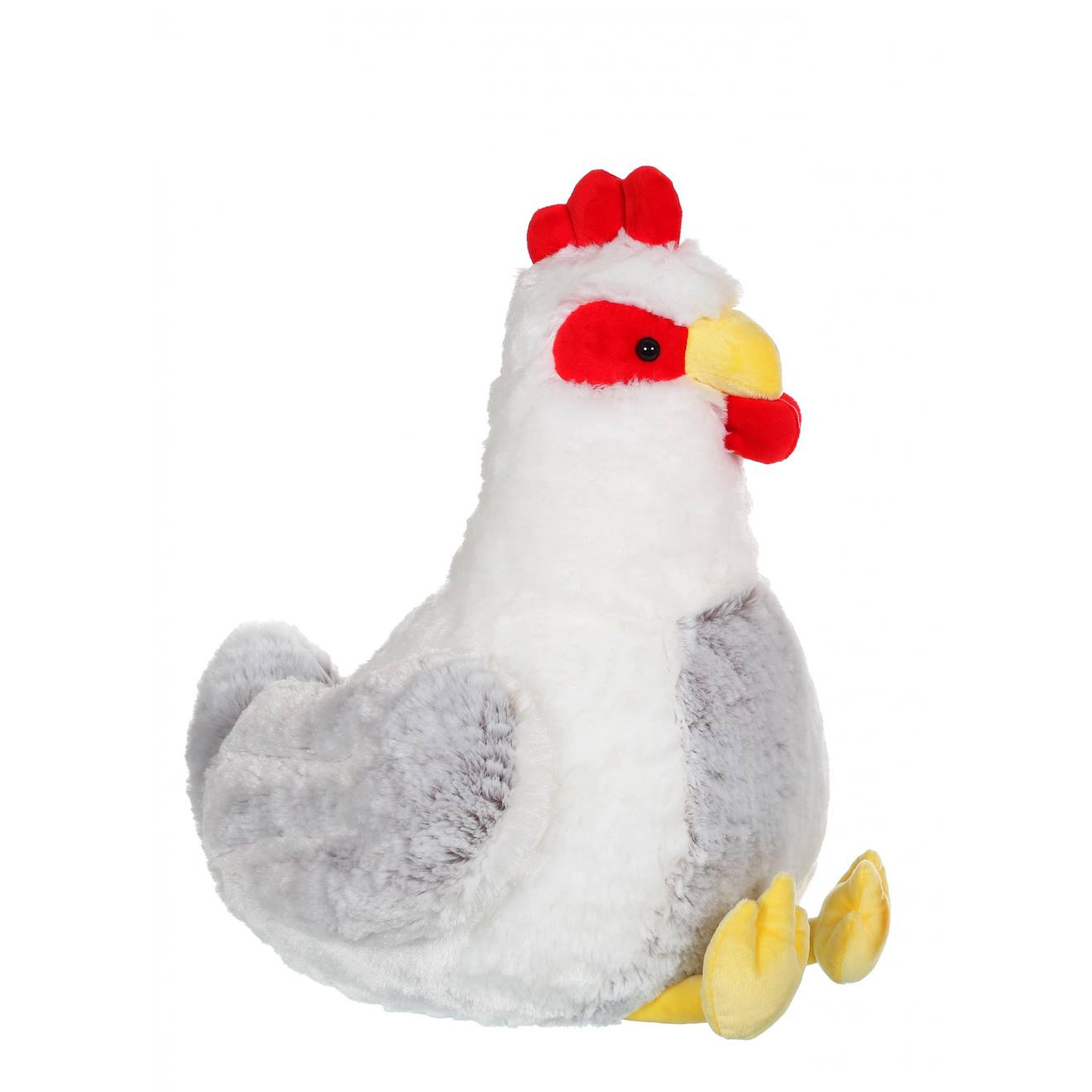 Peluche Poule Blanche Et Grise - 40 Cm Blanc