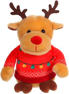 Jouet-Peluche de Noel - les amis "pull moche", renne pull rouge 15 cm
