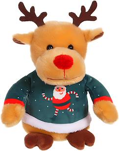 Jouet-Peluche de Noel - les amis "pull moche", renne pull vert 15 cm