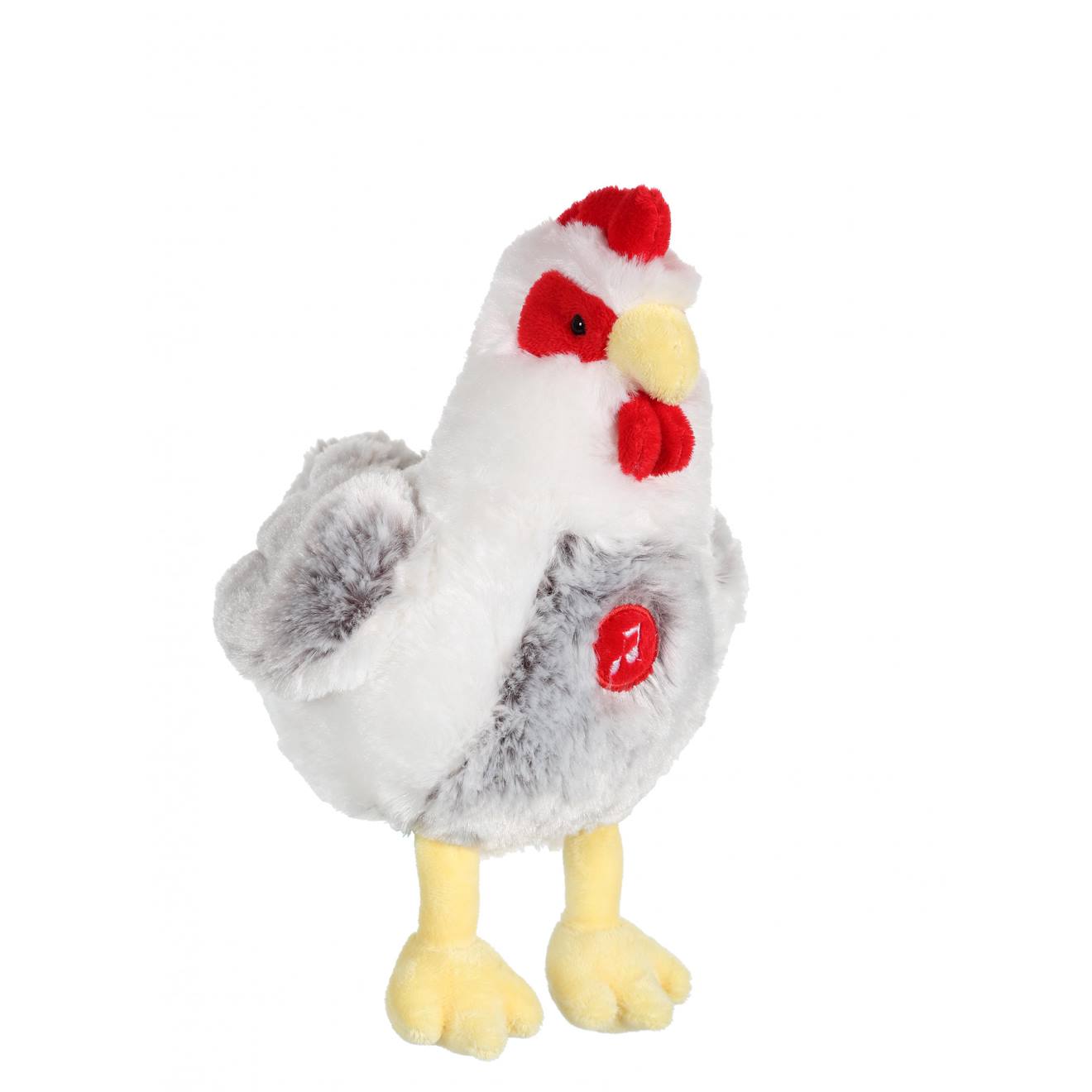 Peluche Poule Flammée Sonore Grise Et Blanche - 22 Cm Gris