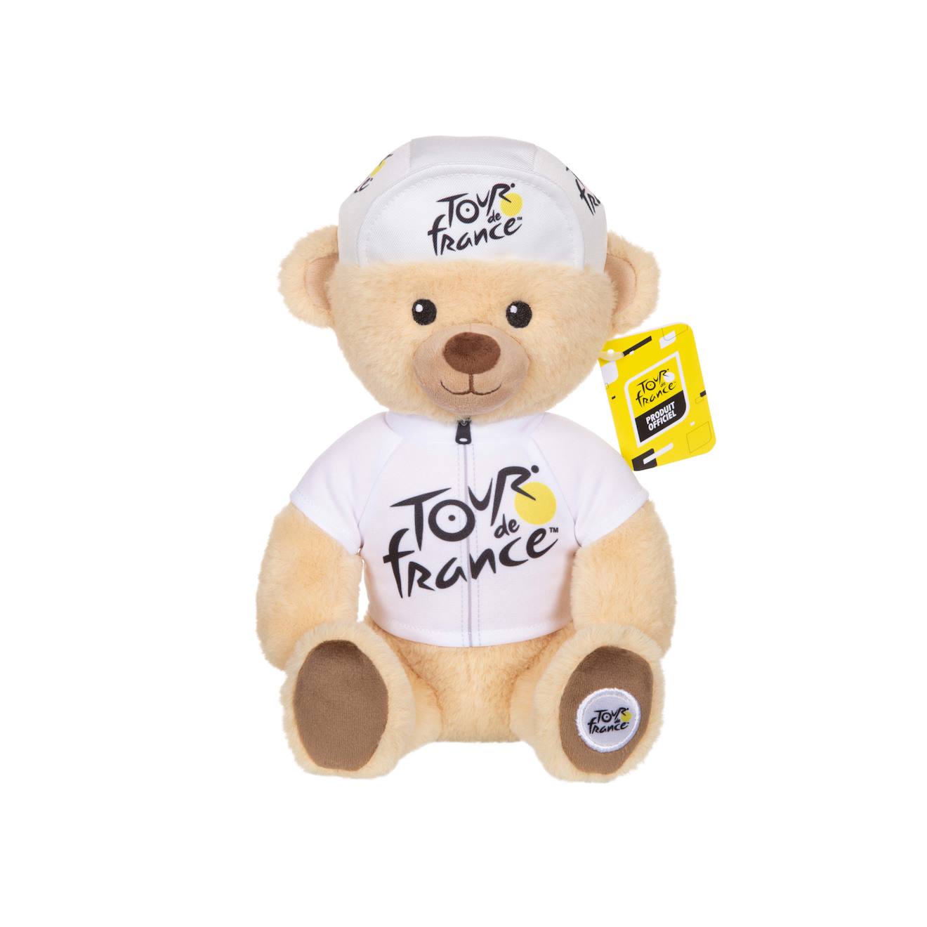 Peluche Officielle Ours Tour De France - Maillot Et Casquette Meilleur Jeune Vainqueur Blanc - 24 Cm Blanc