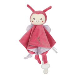 Jouet-Carré doudou bebe bamboo - coccinelle - 24 cm s/carte