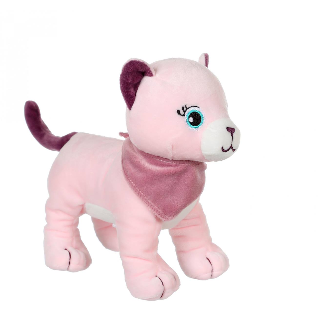 Peluche - Peluche Chien Fun Kitties Sonore, Rose Foulard Parme - 17 Cm Rose