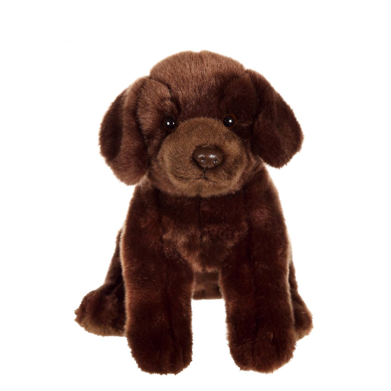 Peluche - Chiens Réalistes Assis, Labrador Chocolat 25 Cm Marron