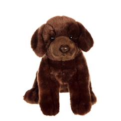Jouet-Peluche - chiens réalistes assis, labrador chocolat 25 cm