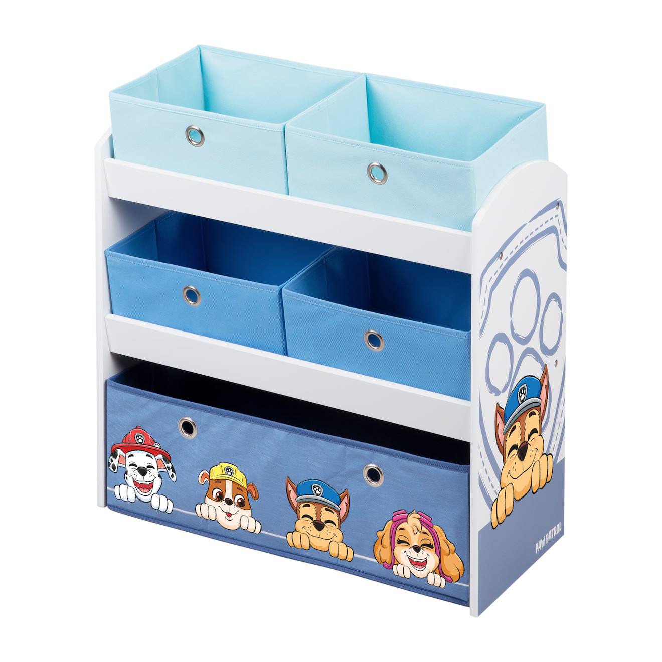 Meuble De Rangement Jouets Avec 5 Bacs En Toile Paw Patrol